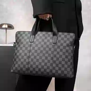 老人头 复古百搭商务通勤时尚设计高级感单肩斜挎包 合成革 公文包 男款 多色