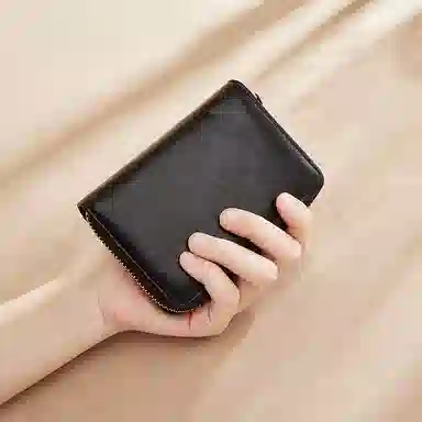 老人头 简约时尚多功能高级感短款纯色卡包票夹 合成革 钱包女士 女款 黑色/蓝色/粉色/棕色