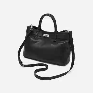 老人头 精致百搭时尚日常通勤单肩 头层牛皮 手提包 女款 黑色/咖色/棕色