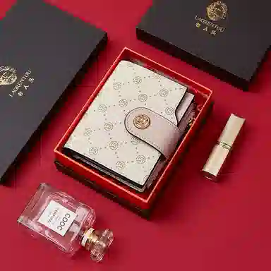 老人头 满印小众设计高级质感通勤优雅老花短款多功能多卡位票夹卡包 合成革 钱包 女款 咖色