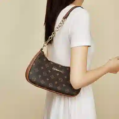 老人头 时尚复古通勤百搭精致饺子包 合成革 斜挎单肩包 常规 女款 咖色