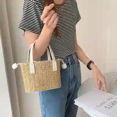 老人头 慵懒简约度假风时尚 织物 手提包 常规 女款 多色