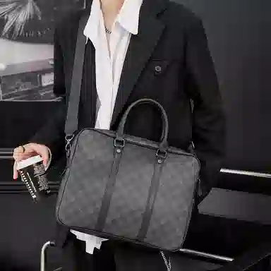 Laorentou Briefcase Black Grid