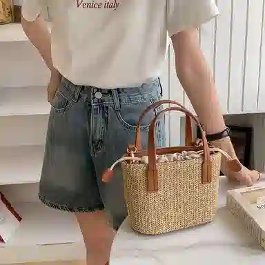 老人头 慵懒简约度假风时尚 织物 手提包 常规 女款 多色