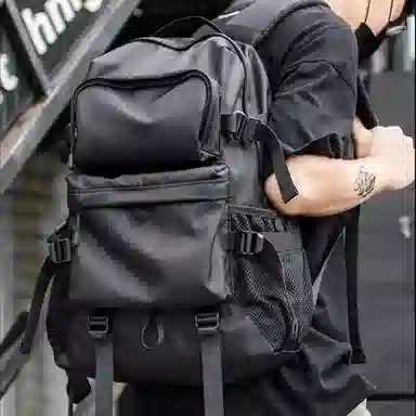 老人头 时尚潮流通勤电脑包出差旅行轻便 织物 双肩包 男款 黑色