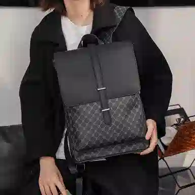 老人头 复古时尚潮流拼色高级感百搭通勤 合成革 双肩包 男款 多色