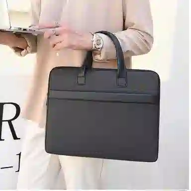 老人头 商务休闲简约时尚上班通勤手提单肩斜挎包 织物 公文包 常规 男款 灰黑色