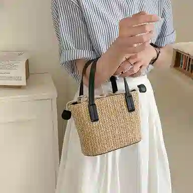 老人头 慵懒简约度假风时尚 织物 手提包 常规 女款 多色