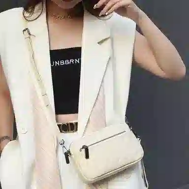 老人头 休闲通勤菱格高级感百搭经典 头层牛皮 单肩斜挎包 常规 女款 黑色/白色/卡其色