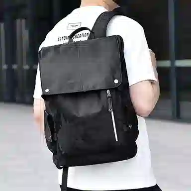 老人头 潮流大容量旅行出差通勤轻便出行大学生电脑背包 织物 双肩包 男女同款情侣款 迷彩色/黑色