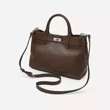 老人头 精致百搭时尚日常通勤单肩 头层牛皮 手提包 女款 黑色/咖色/棕色