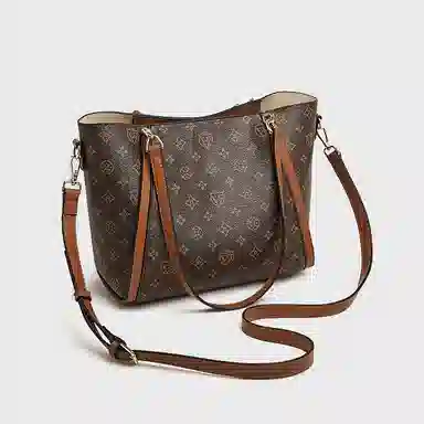 老人头 复古百搭经典通勤 合成革 托特包单肩包 女款 啡色/卡其色