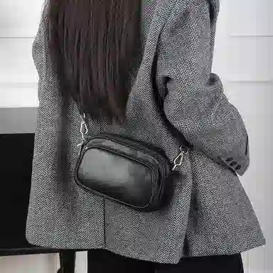 老人头 休闲简约轻便气质纯色相机包 头层牛皮 斜挎包 女款 黑色/咖色/红色/棕色