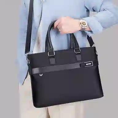 老人头 商务轻便时尚简约通勤 织物 公文包 常规 男款 黑色