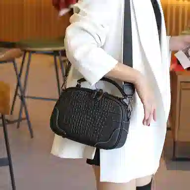 老人头 法式时尚百搭小众 牛皮拼合成革 手提包 女款 多色