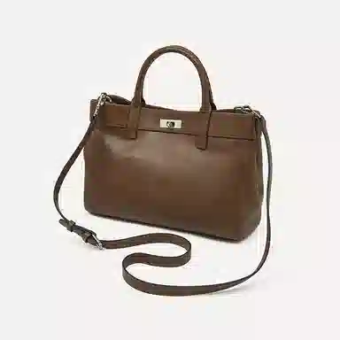 老人头 精致百搭时尚日常通勤单肩 头层牛皮 手提包 女款 黑色/咖色/棕色