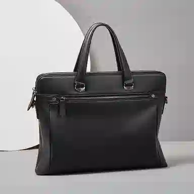 老人头 简约商务通勤出差 牛皮 公文包 常规 男款 黑色