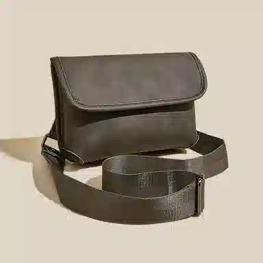 老人头 复古风经典时尚 合成革 斜挎包 男款 绿色