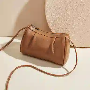 老人头 时尚百搭小众设计潮流通勤简约 牛皮 斜挎单肩包 常规 女款 多色