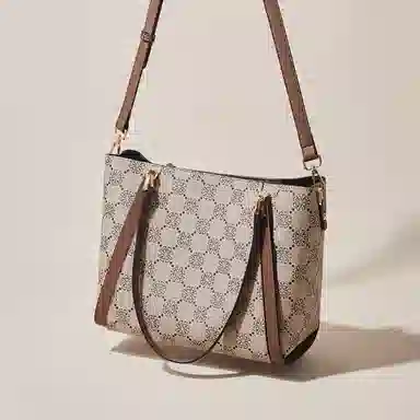 老人头 复古百搭经典通勤 合成革 托特包单肩包 女款 啡色/卡其色