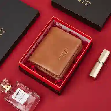 老人头 复古简约多卡位多功能轻便便携 头层牛皮 钱包 常规 男女同款情侣款 棕色