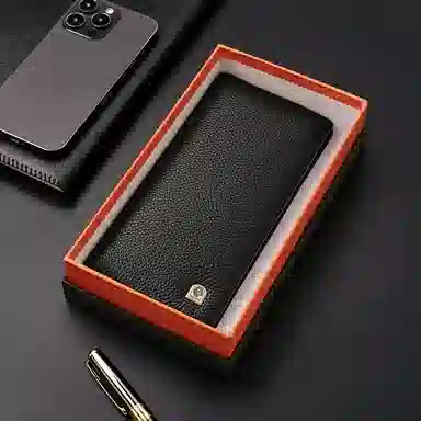 老人头 商务通勤个性百搭简约长款皮夹 头层牛皮 钱包 男款 黑色/啡色