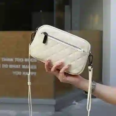 老人头 休闲通勤菱格高级感百搭经典 头层牛皮 单肩斜挎包 常规 女款 黑色/白色/卡其色