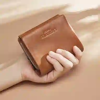 老人头 复古简约多卡位多功能轻便便携 头层牛皮 钱包 常规 男女同款情侣款 棕色