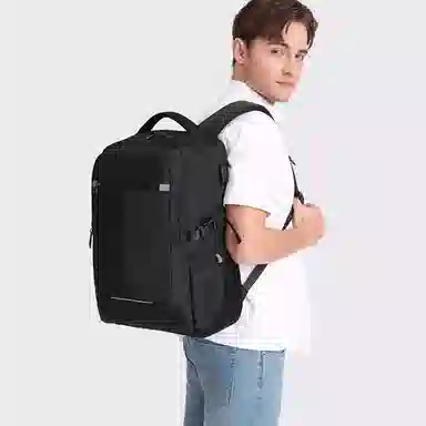 老人头 休闲大容量旅游商务通勤简约电脑包大学生上课 织物 双肩包 男款 黑色