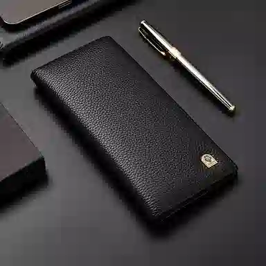 老人头 商务通勤个性百搭简约长款皮夹 头层牛皮 钱包 男款 黑色/啡色