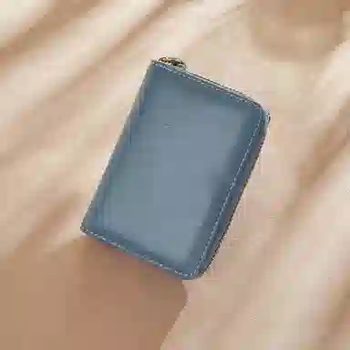 老人头 简约时尚多功能高级感短款纯色卡包票夹 合成革 钱包女士 女款 黑色/蓝色/粉色/棕色