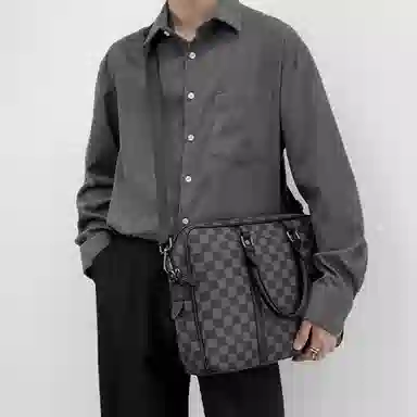 Laorentou Briefcase Black Grid