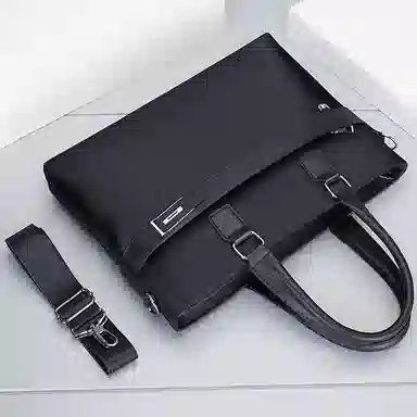 老人头 商务轻便时尚简约通勤 织物 公文包 常规 男款 黑色