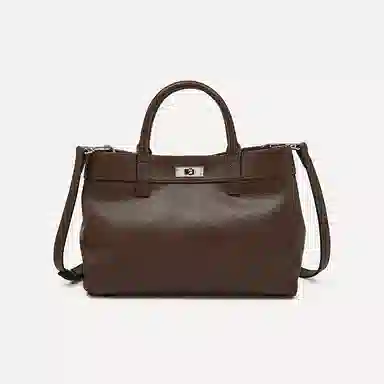 老人头 精致百搭时尚日常通勤单肩 头层牛皮 手提包 女款 黑色/咖色/棕色