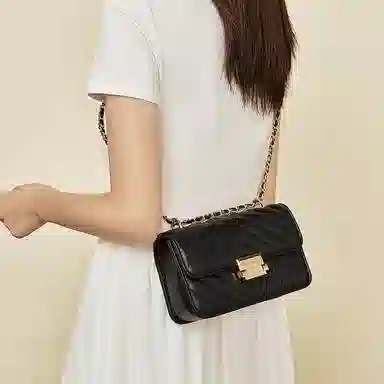 老人头 小香风菱格气质简约时尚 合成革 单肩包 女款 多色