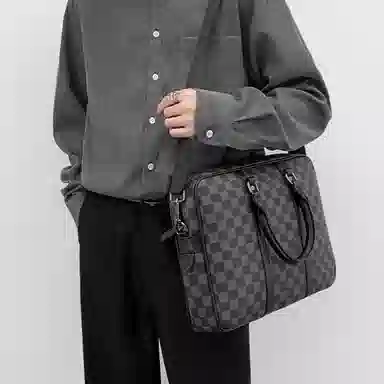 Laorentou Briefcase Black Grid