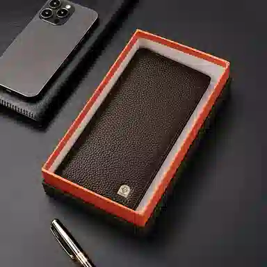 老人头 商务通勤个性百搭简约长款皮夹 头层牛皮 钱包 男款 黑色/啡色