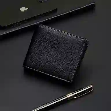 老人头 便携商务百搭 牛皮 钱包 常规 男款 黑色