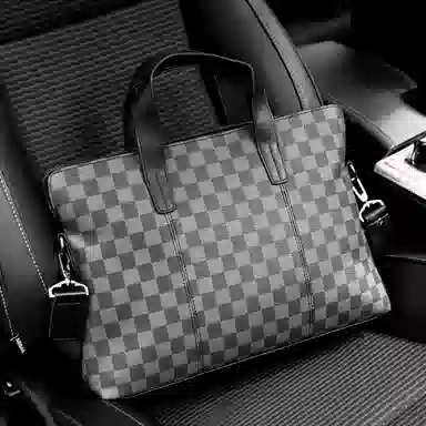 老人头 复古百搭商务通勤时尚设计高级感单肩斜挎包 合成革 公文包 男款 多色