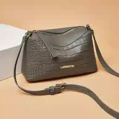 老人头 时尚鳄鱼纹百搭柔软高级质感 牛皮革拼合成革 单肩包 常规 女款 多色