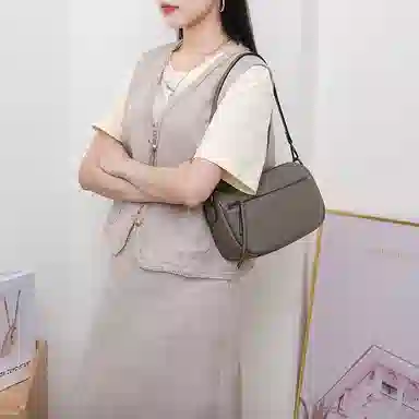 老人头 简约百搭纯色 头层牛皮 单肩包 女款 多色