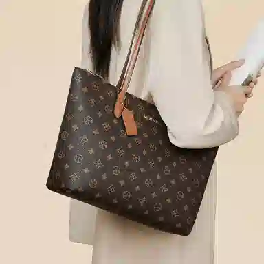 老人头 法式通勤百搭出行轻便小众设计 合成革 单肩包 常规 女款 咖色