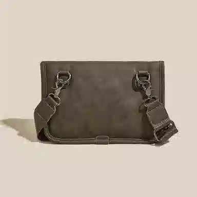 老人头 复古风经典时尚 合成革 斜挎包 男款 绿色