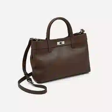 老人头 精致百搭时尚日常通勤单肩 头层牛皮 手提包 女款 黑色/咖色/棕色