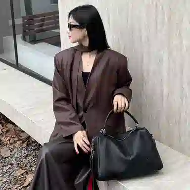 老人头 休闲百搭通勤 牛皮拼合成革 手提包 女款 多色