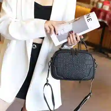 老人头 法式时尚百搭小众 牛皮拼合成革 手提包 女款 多色