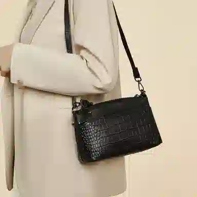 老人头 质感 牛皮 腋下斜挎包 常规 男款 灰色/黑色