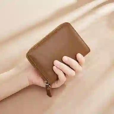 老人头 简约时尚多功能高级感短款纯色卡包票夹 合成革 钱包女士 女款 黑色/蓝色/粉色/棕色