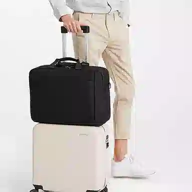 老人头 时尚商务通勤休闲百搭大容量简约文件包 牛津布 手提单肩斜挎公文包 男款 黑色