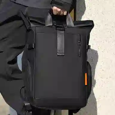 老人头 机能工装风大容量折叠扩容出差旅行 合成革 双肩包 常规 男女同款情侣款 黑色/灰色/浅灰色